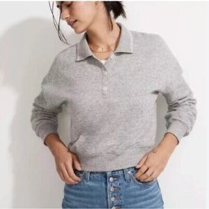 Madewell Better Terry Cropped Polo Sweatshirt